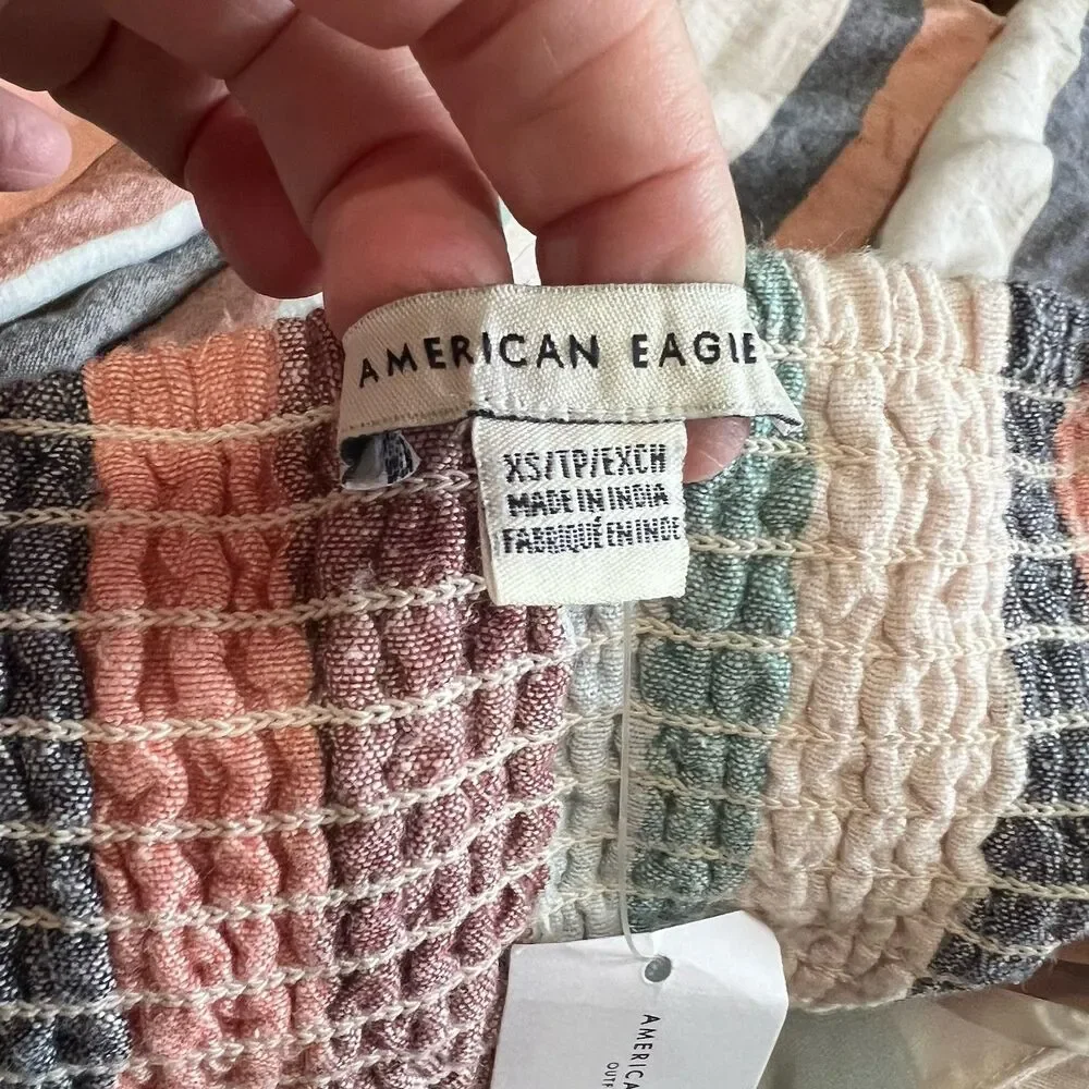 NWT Women's XS American Eagle Striped Halter Mini Dress Boho Summer - Picture 4 of 10